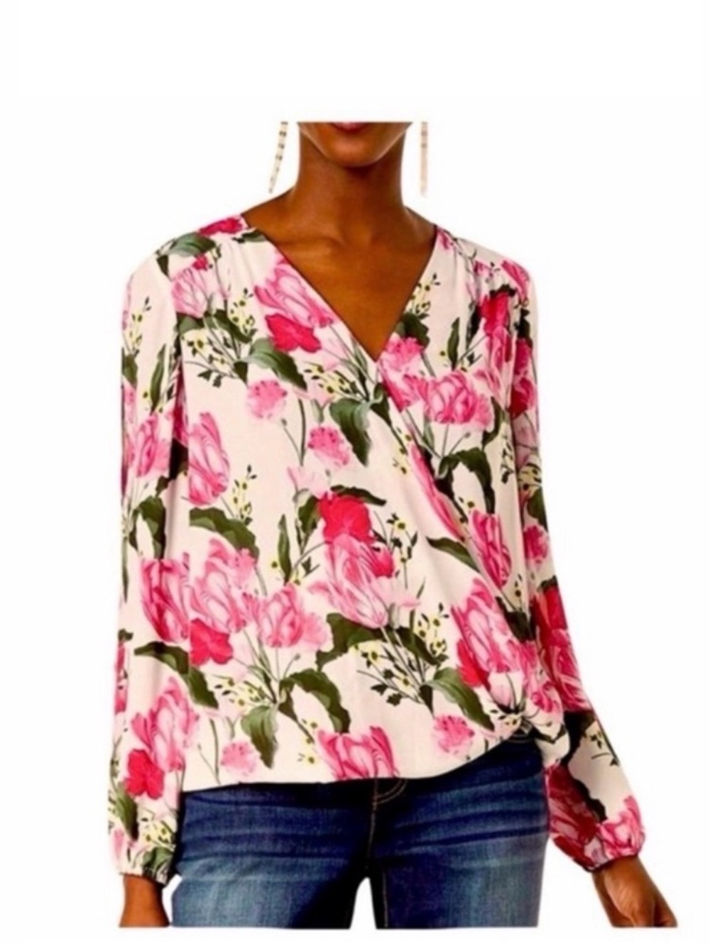 INC Floral Split-Sleeve Pull-Over Blouse - Picture 1 of 7